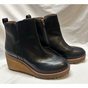 Yellow Box Arten Wedge Heel Ankle Boots Womens 10 Black Faux Leather